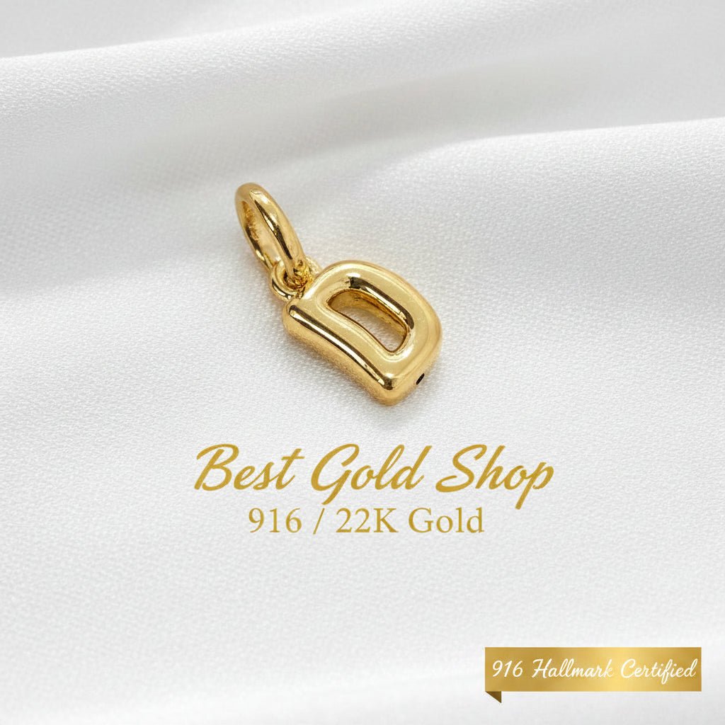 916 Gold Alphabert Pendant Feather Weight Smooth shiny Finish.Charms & PendantsBest Gold Shop