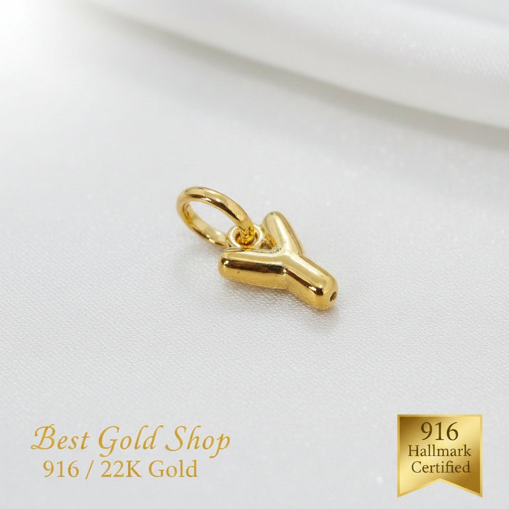 916 Gold Alphabert Pendant Feather Weight Smooth shiny Finish.Charms & PendantsBest Gold Shop