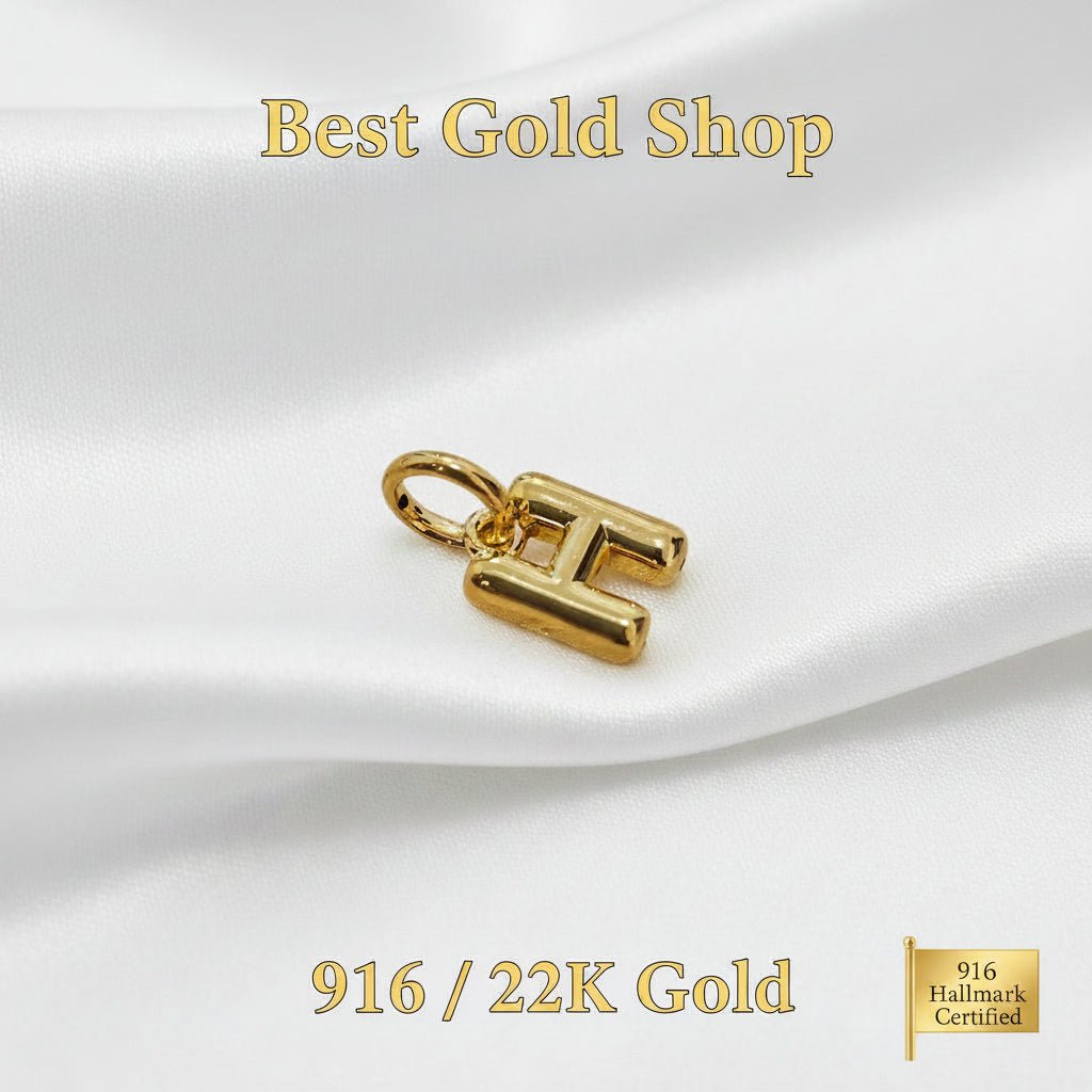 916 Gold Alphabert Pendant Feather Weight Smooth shiny Finish.Charms & PendantsBest Gold Shop