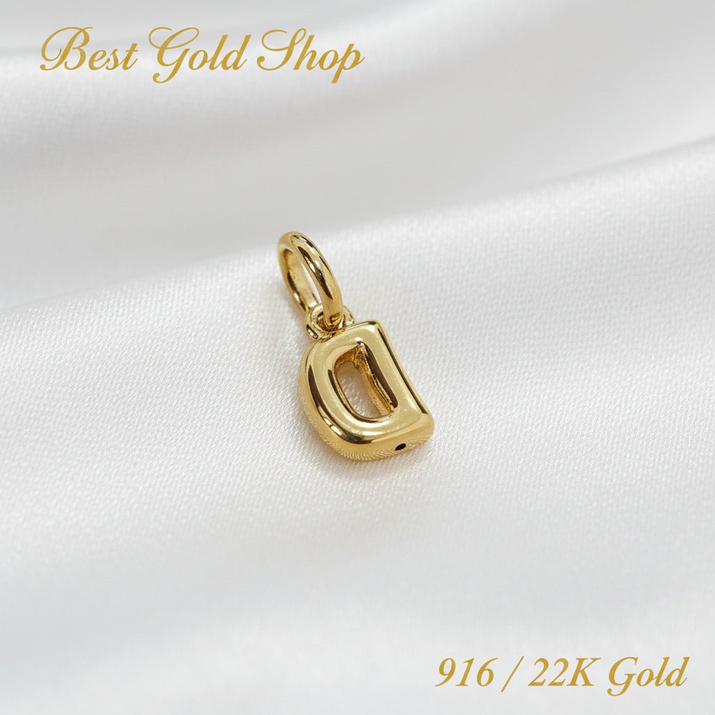 916 Gold Alphabert Pendant Feather Weight Smooth shiny Finish.Charms & PendantsBest Gold Shop