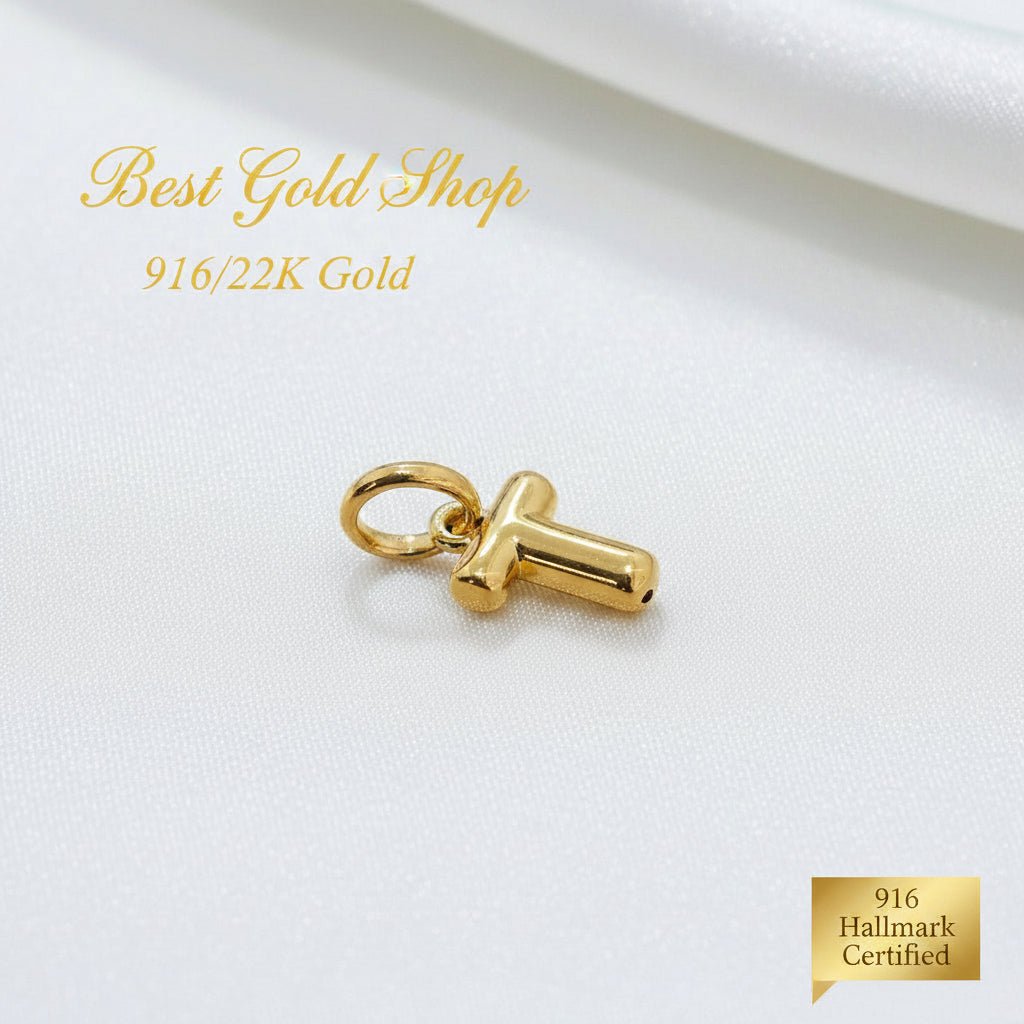 916 Gold Alphabert Pendant Feather Weight Smooth shiny Finish.Charms & PendantsBest Gold Shop