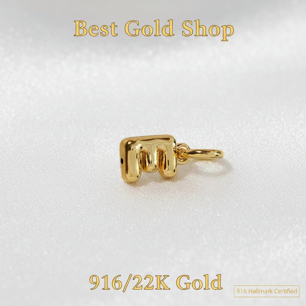 916 Gold Alphabert Pendant Feather Weight Smooth shiny Finish.Charms & PendantsBest Gold Shop