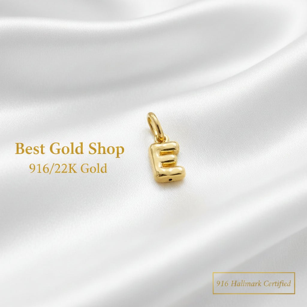 916 Gold Alphabert Pendant Feather Weight Smooth shiny Finish.Charms & PendantsBest Gold Shop