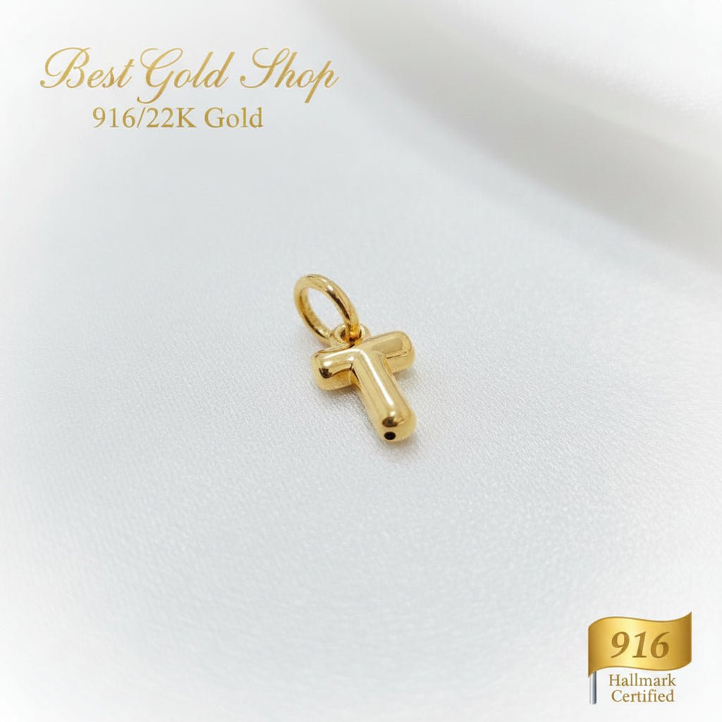 916 Gold Alphabert Pendant Feather Weight Smooth shiny Finish.Charms & PendantsBest Gold Shop