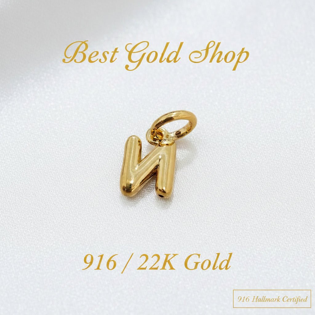 916 Gold Alphabert Pendant Feather Weight Smooth shiny Finish.Charms & PendantsBest Gold Shop