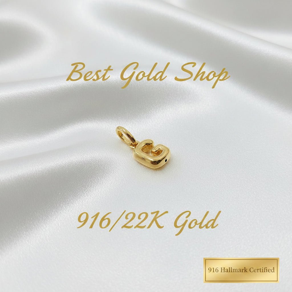 916 Gold Alphabert Pendant Feather Weight Smooth shiny Finish.Charms & PendantsBest Gold Shop