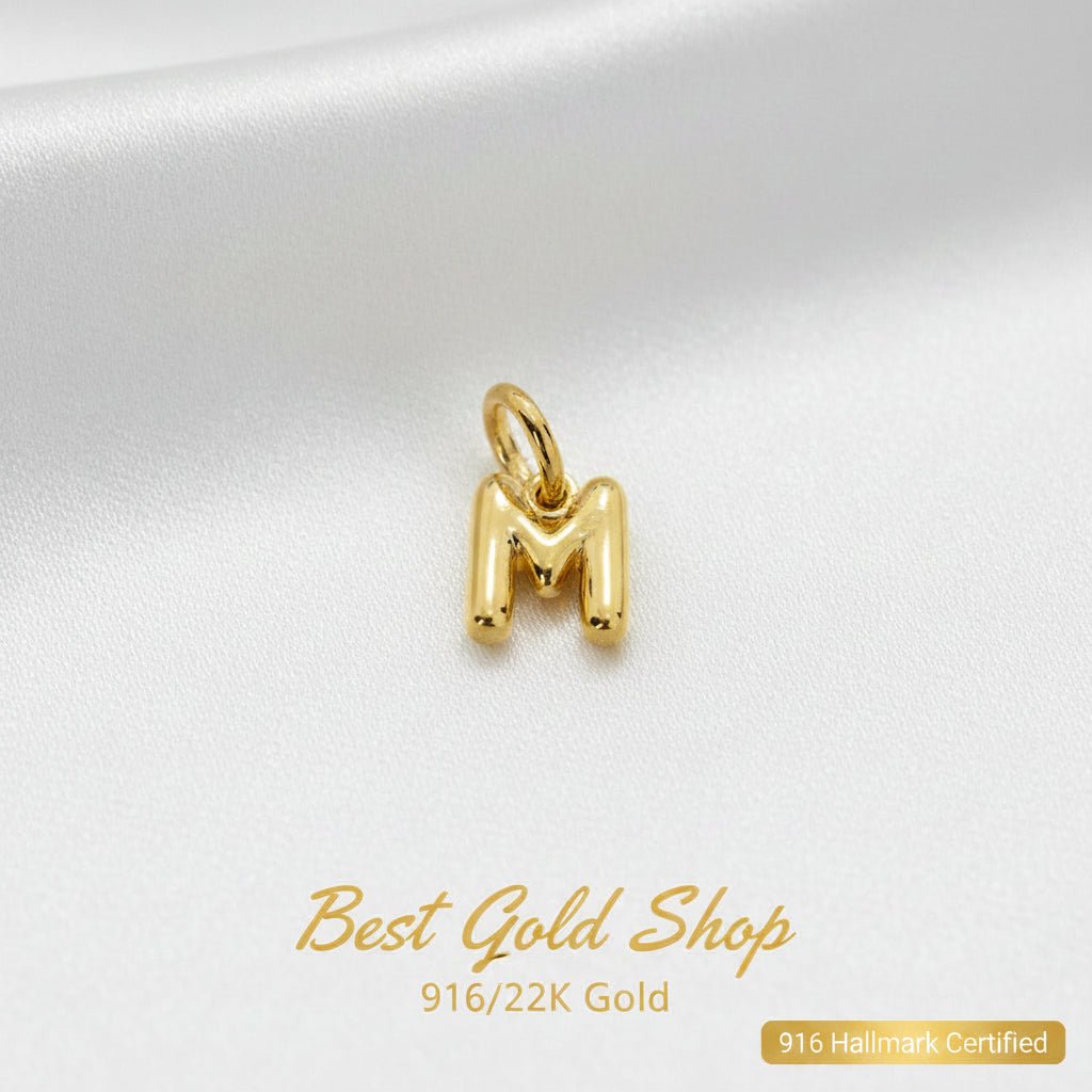 916 Gold Alphabert Pendant Feather Weight Smooth shiny Finish.Charms & PendantsBest Gold Shop