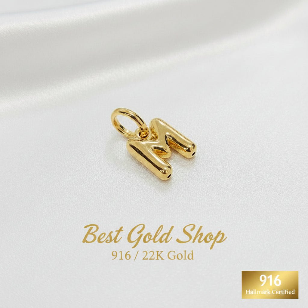916 Gold Alphabert Pendant Feather Weight Smooth shiny Finish.Charms & PendantsBest Gold Shop