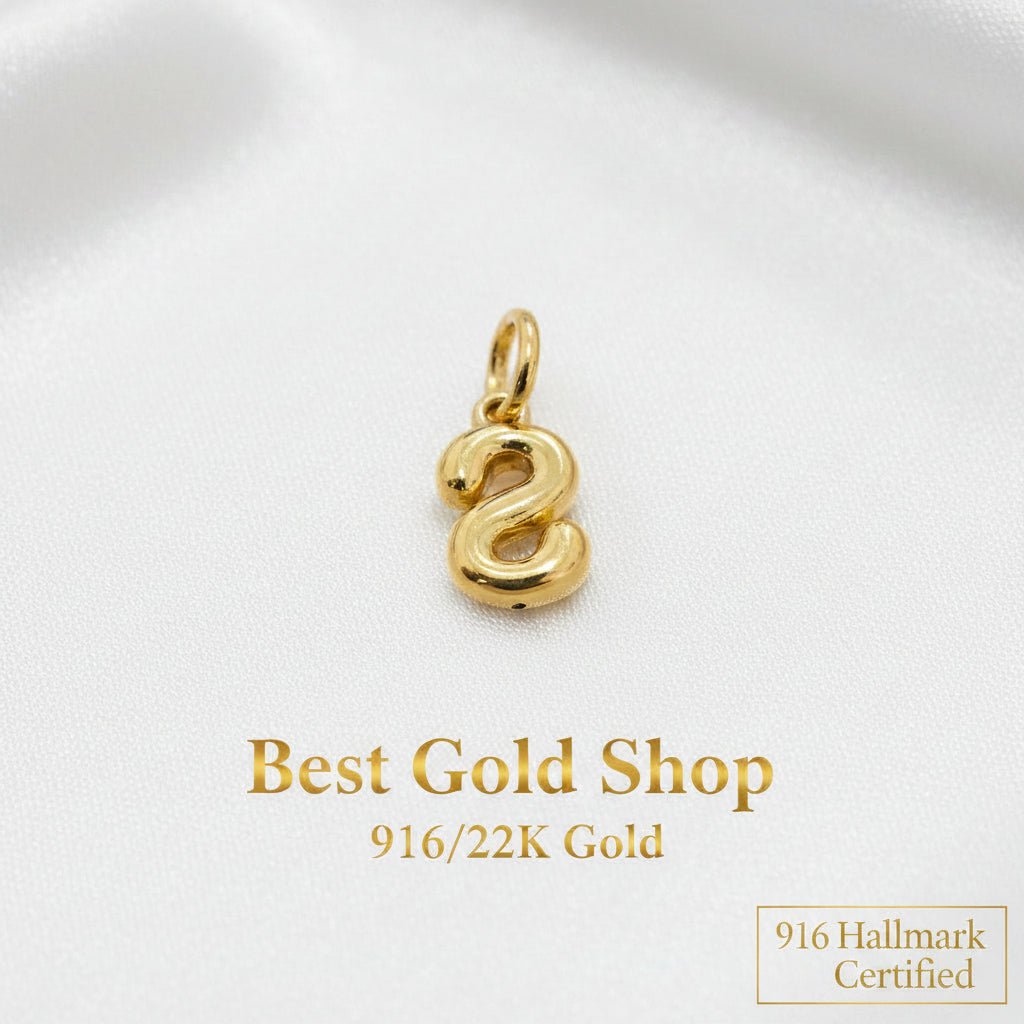 916 Gold Alphabert Pendant Feather Weight Smooth shiny Finish.Charms & PendantsBest Gold Shop