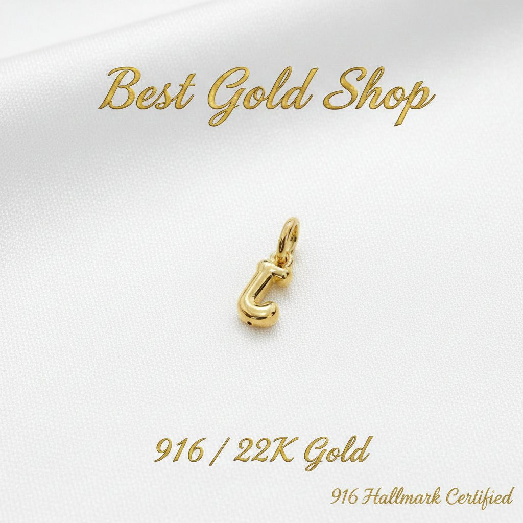 916 Gold Alphabert Pendant Feather Weight Smooth shiny Finish.Charms & PendantsBest Gold Shop
