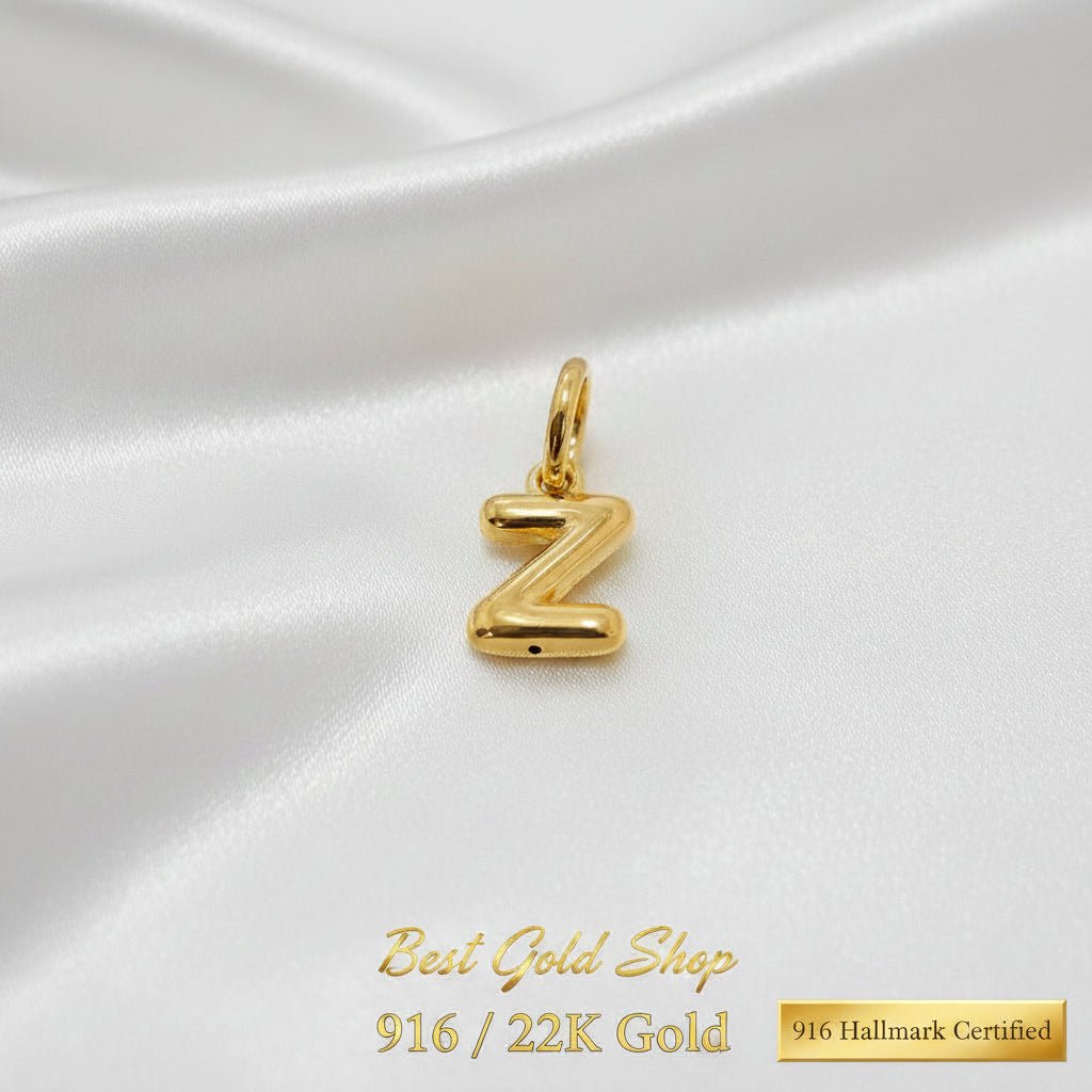916 Gold Alphabert Pendant Feather Weight Smooth shiny Finish.Charms & PendantsBest Gold Shop