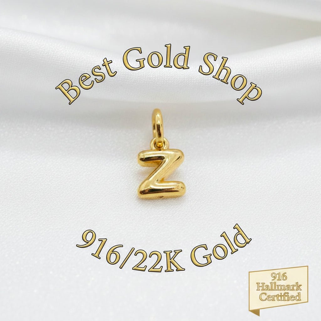 916 Gold Alphabert Pendant Feather Weight Smooth shiny Finish.Charms & PendantsBest Gold Shop