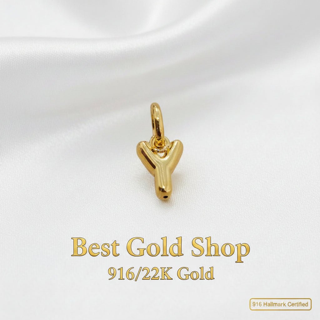 916 Gold Alphabert Pendant Feather Weight Smooth shiny Finish.Charms & PendantsBest Gold Shop