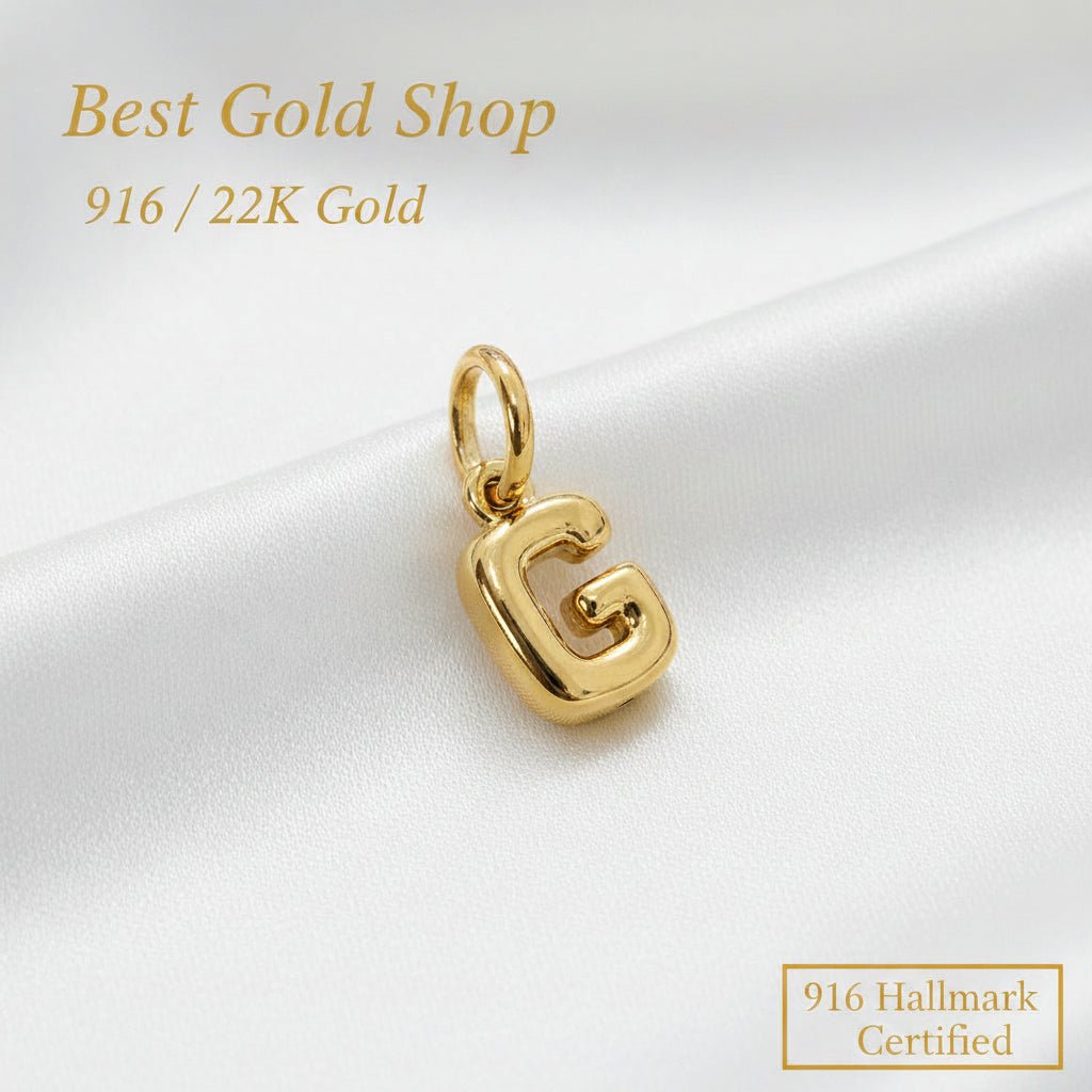 916 Gold Alphabert Pendant Feather Weight Smooth shiny Finish.Charms & PendantsBest Gold Shop