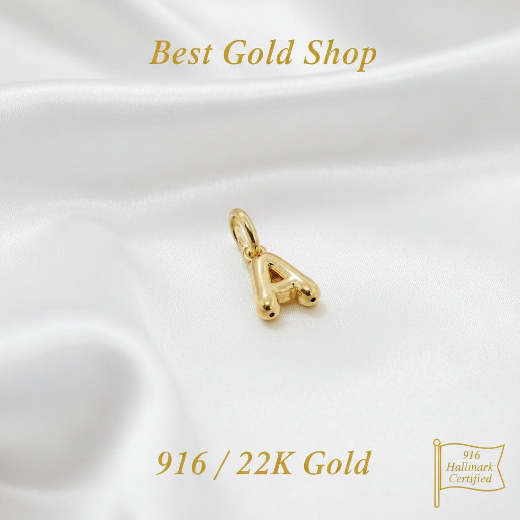 916 Gold Alphabert Pendant Feather Weight Smooth shiny Finish.Charms & PendantsBest Gold Shop