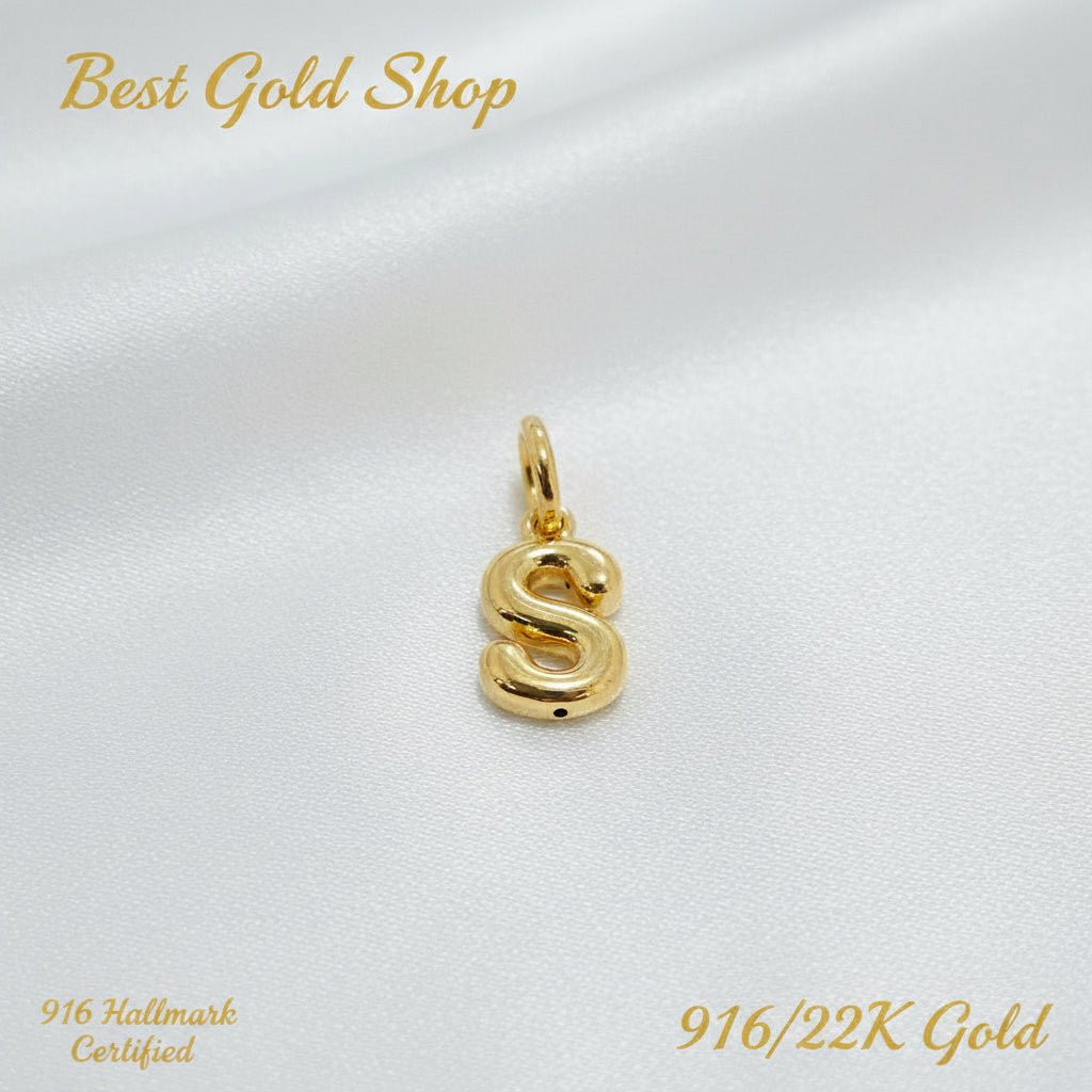 916 Gold Alphabert Pendant Feather Weight Smooth shiny Finish.Charms & PendantsBest Gold Shop