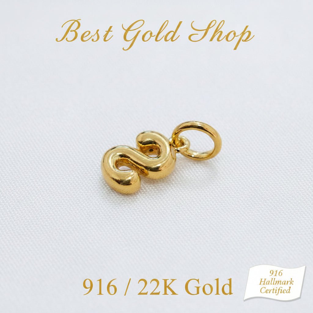 916 Gold Alphabert Pendant Feather Weight Smooth shiny Finish.Charms & PendantsBest Gold Shop