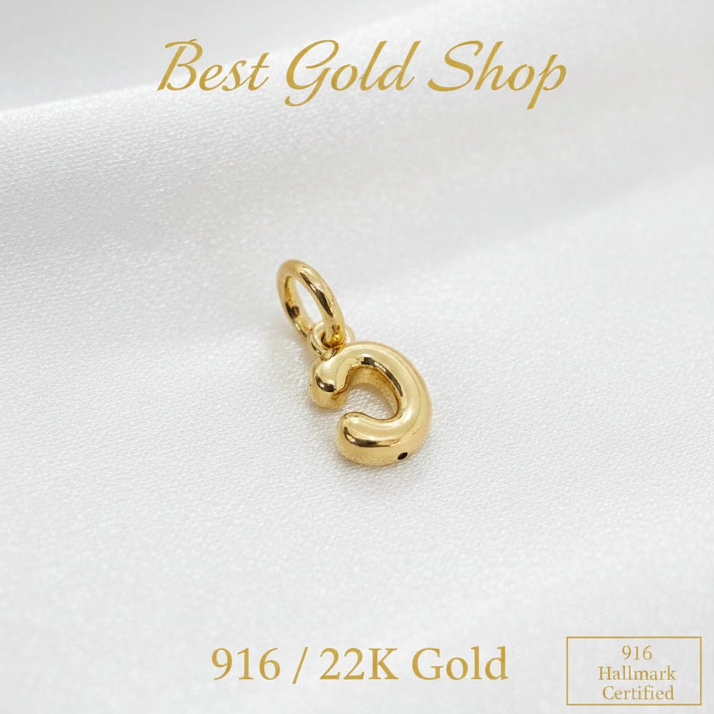916 Gold Alphabert Pendant Feather Weight Smooth shiny Finish.Charms & PendantsBest Gold Shop
