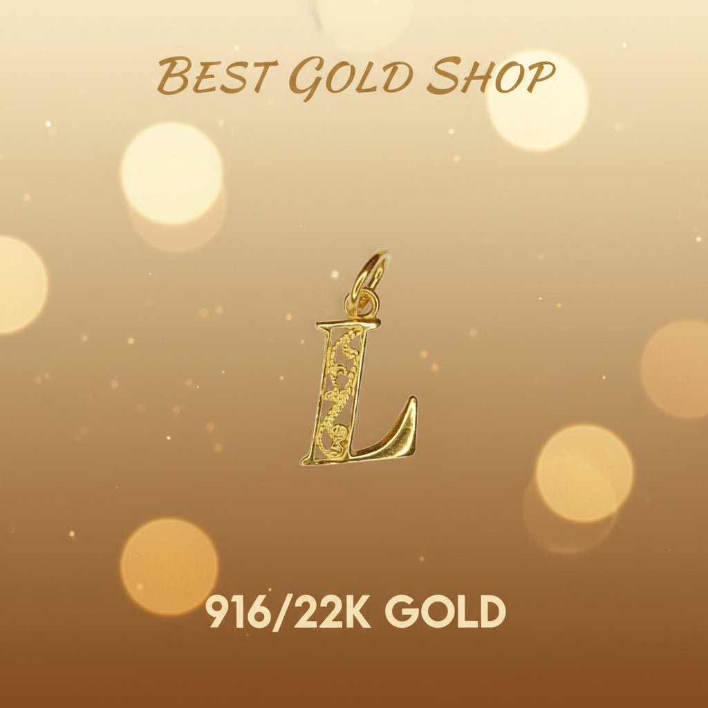 916 Gold Alphabet smooth polish pendant Simple and ElegantCharms & PendantsBest Gold Shop