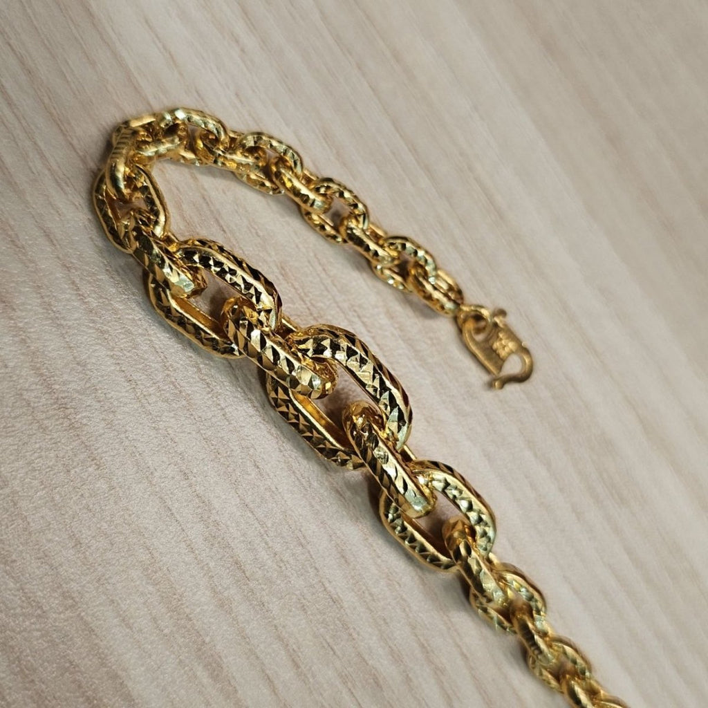 916 Gold Anchor Link With Cutting Bracelet Hollow DesignBraceletsBest Gold Shop