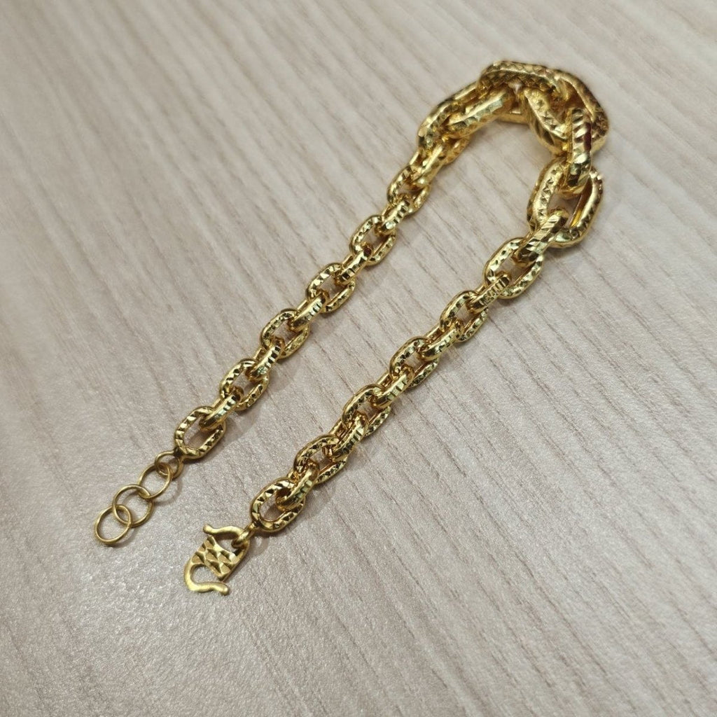 916 Gold Anchor Link With Cutting Bracelet Hollow DesignBraceletsBest Gold Shop