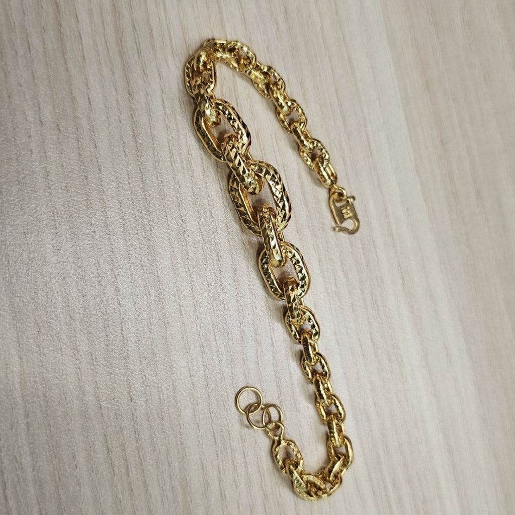 916 Gold Anchor Link With Cutting Bracelet Hollow DesignBraceletsBest Gold Shop