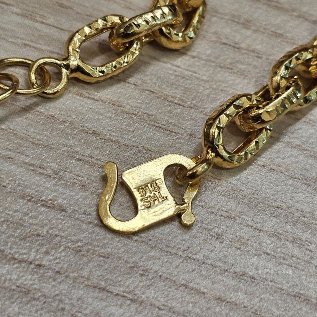 916 Gold Anchor Link With Cutting Bracelet Hollow DesignBraceletsBest Gold Shop