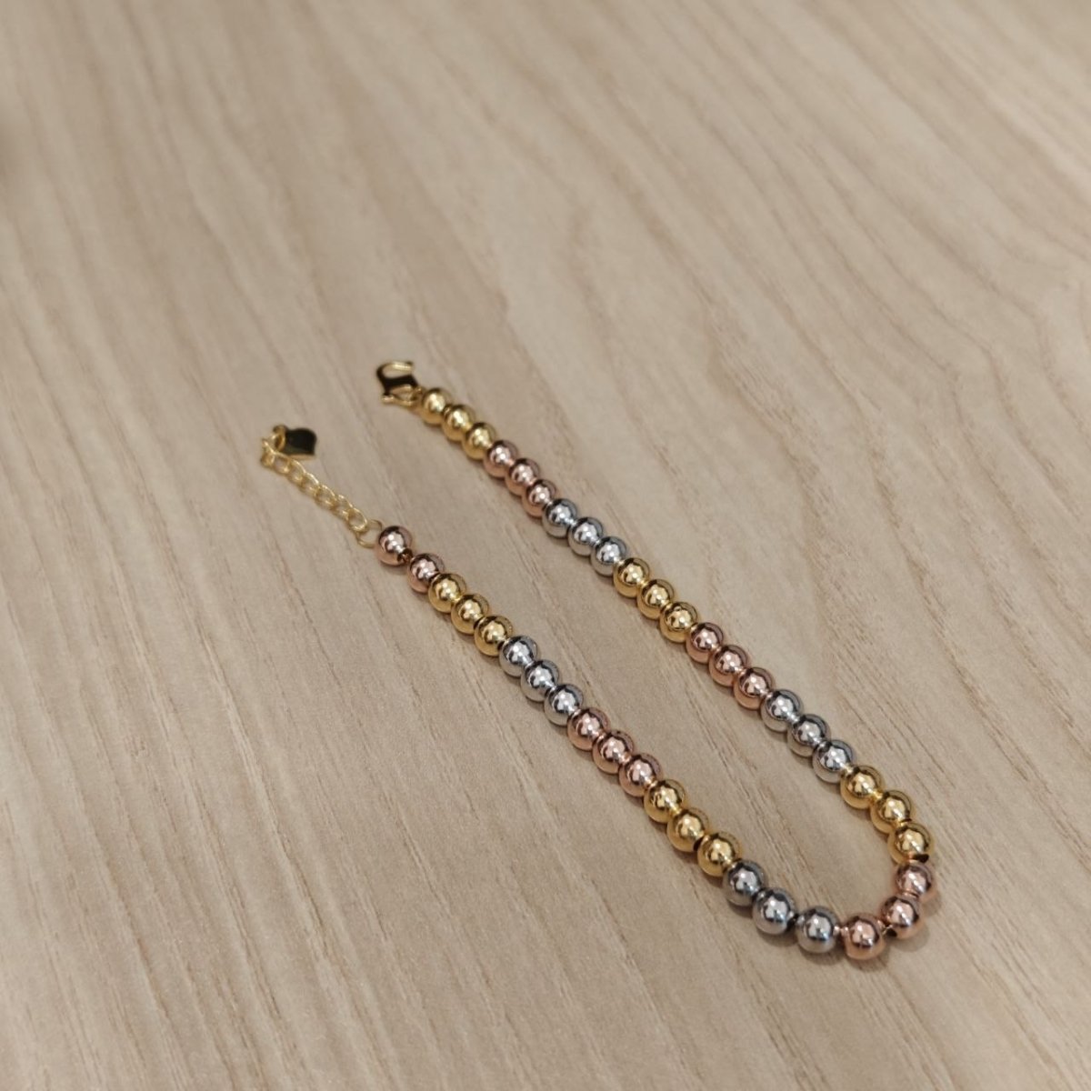 916 Gold Bead Bracelet With 2 Tone or 3 Tone Feather LightBraceletsBest Gold Shop