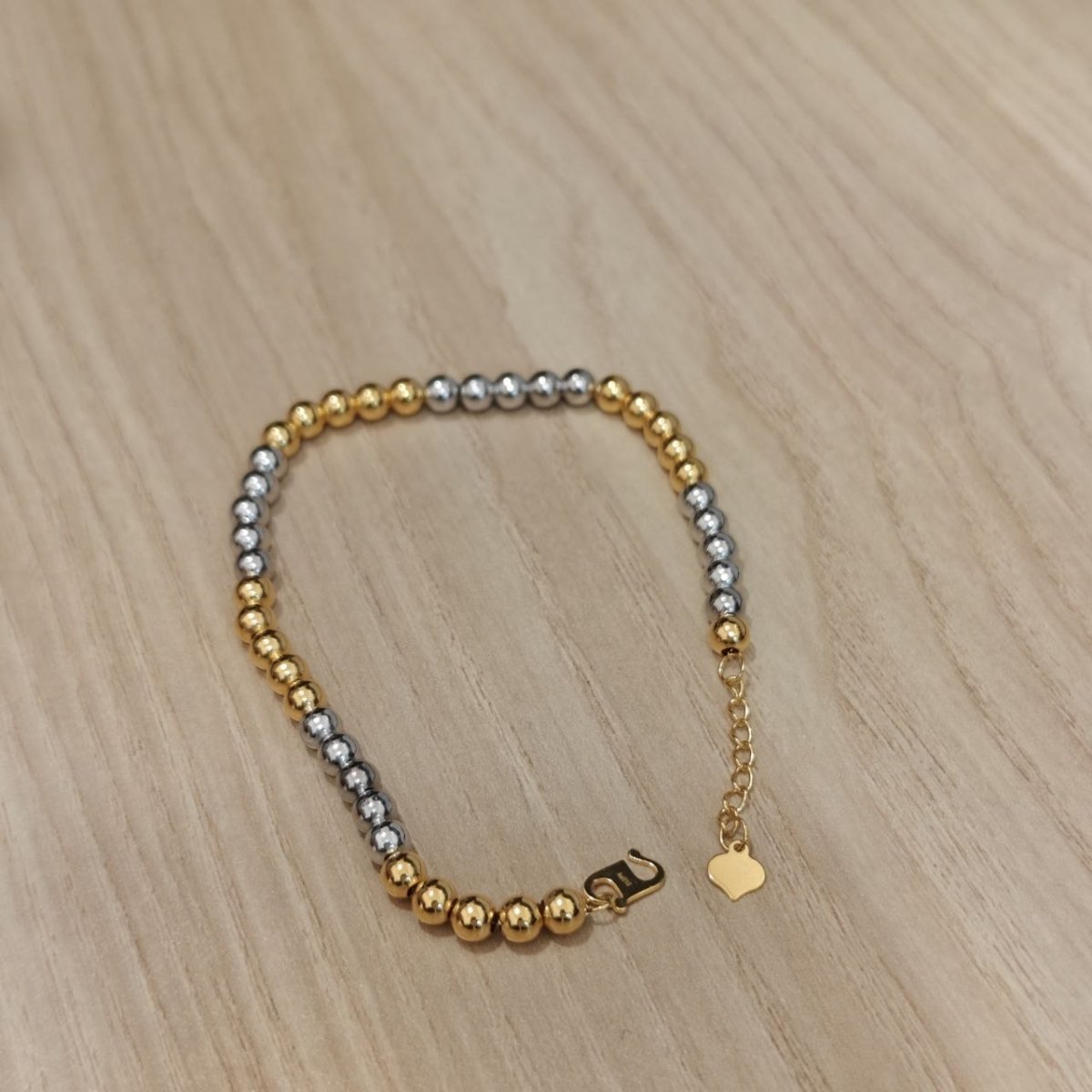 916 Gold Bead Bracelet With 2 Tone or 3 Tone Feather LightBraceletsBest Gold Shop