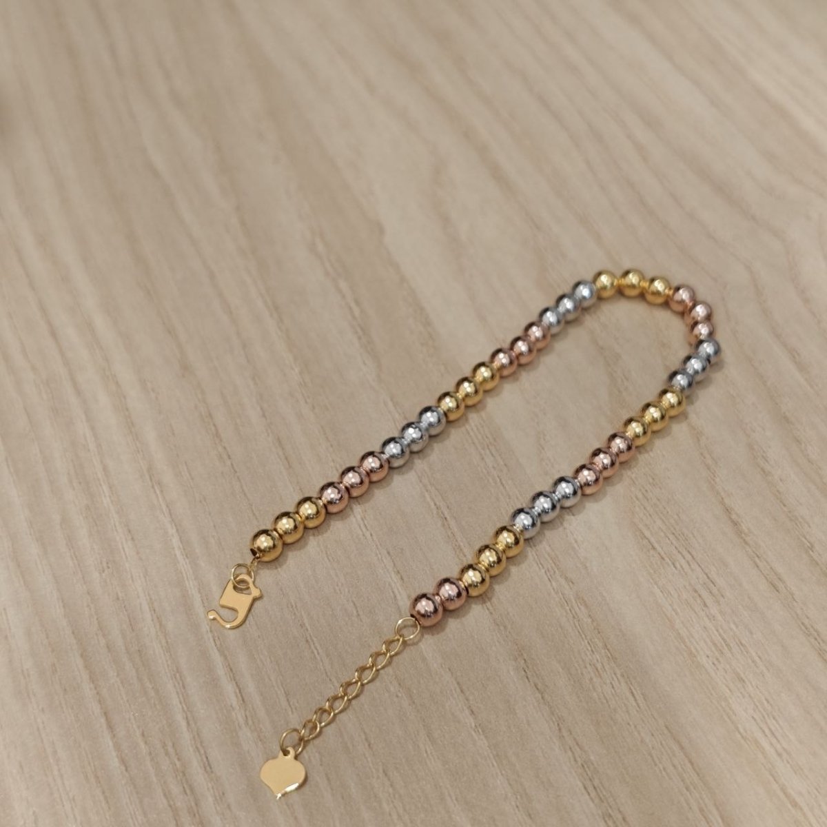 916 Gold Bead Bracelet With 2 Tone or 3 Tone Feather LightBraceletsBest Gold Shop
