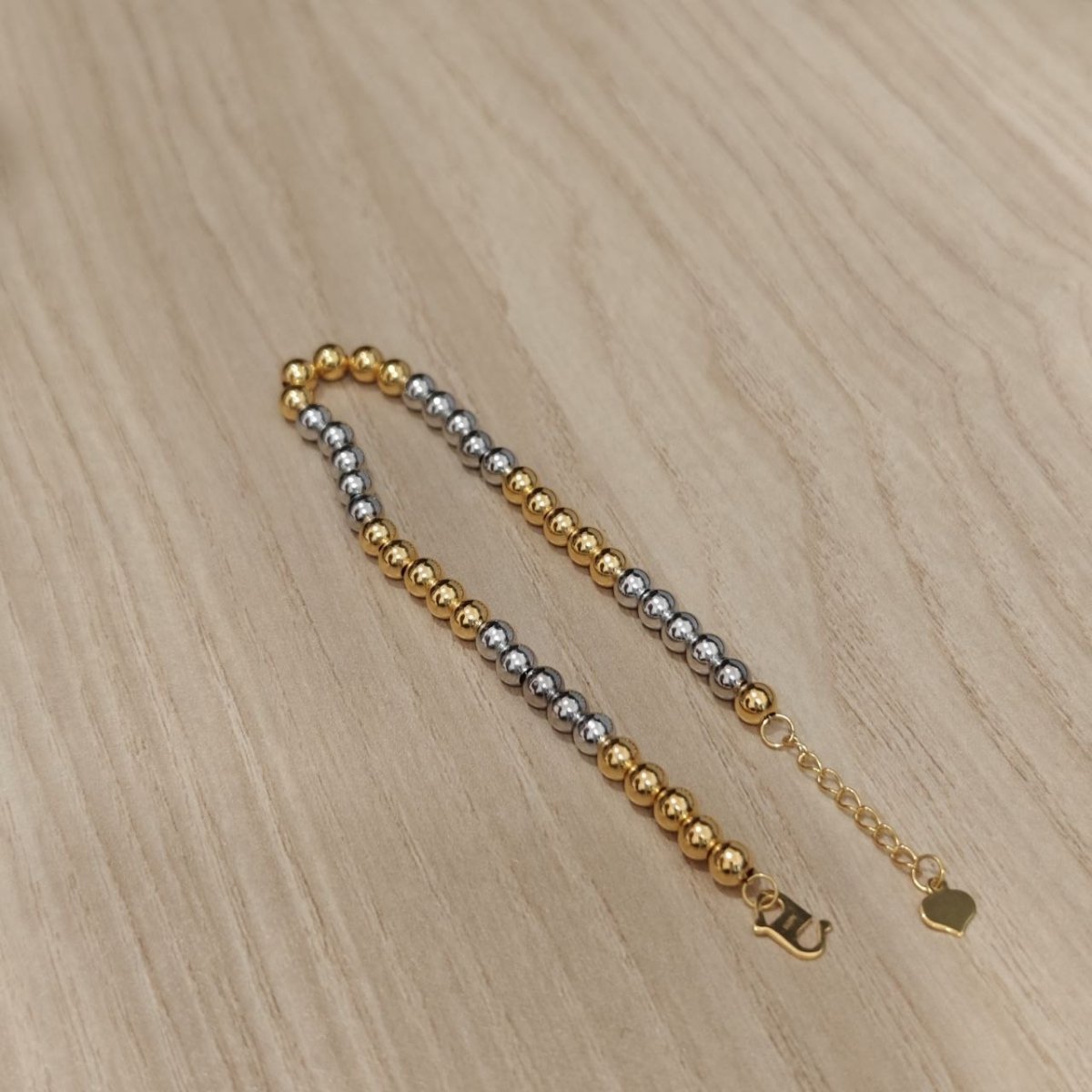 916 Gold Bead Bracelet With 2 Tone or 3 Tone Feather LightBraceletsBest Gold Shop