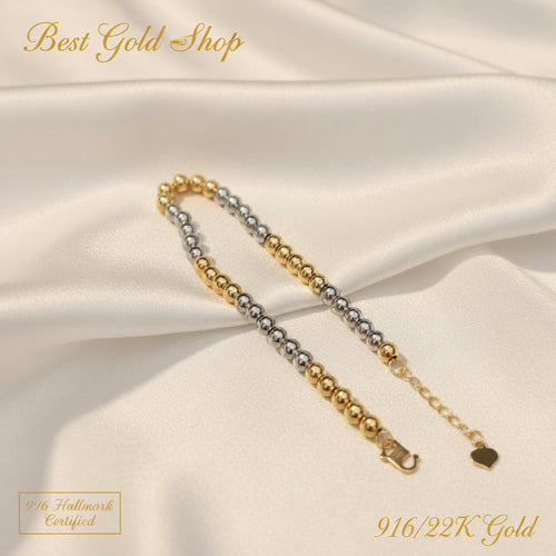 916 Gold Bead Bracelet With 2 Tone or 3 Tone Feather LightBraceletsBest Gold Shop