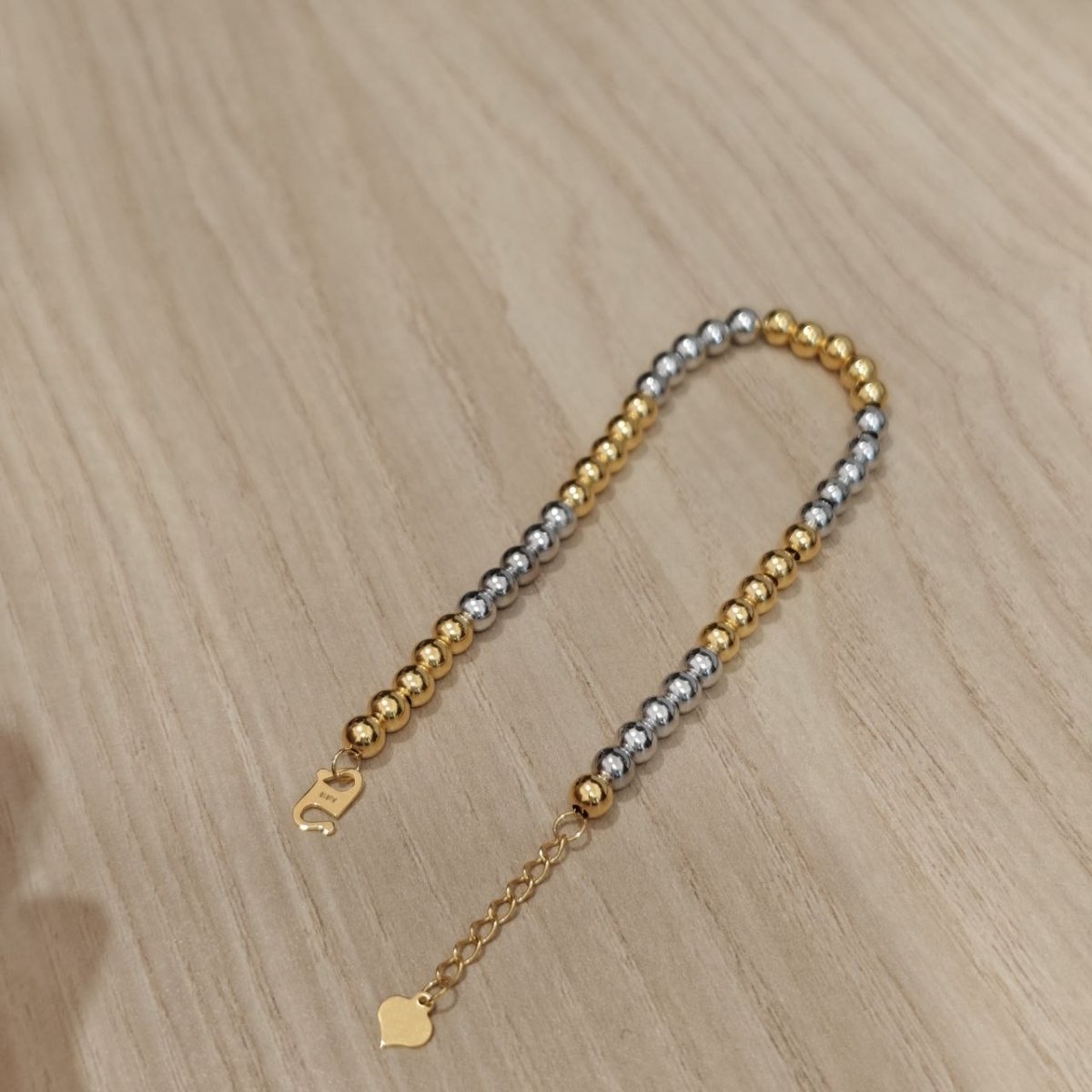 916 Gold Bead Bracelet With 2 Tone or 3 Tone Feather LightBraceletsBest Gold Shop
