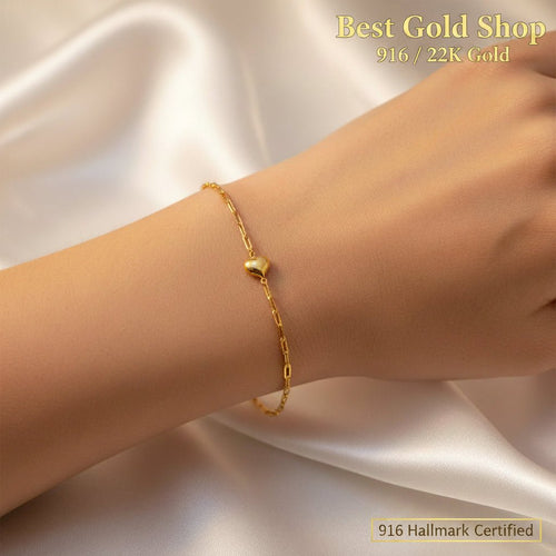 916 Gold Bracelet Clip design with HeartBraceletsBest Gold Shop