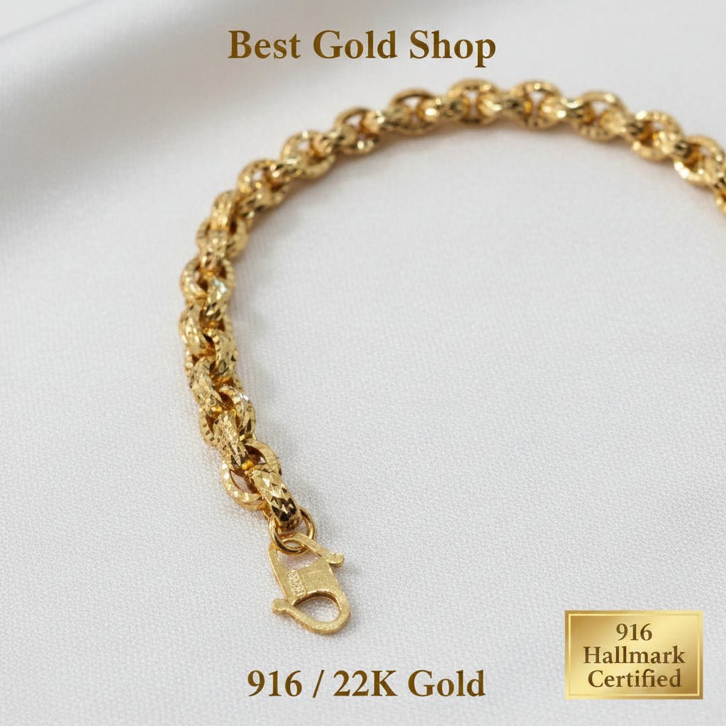 916 Gold Bracelet Diamond - Cutting Anchor DesignBraceletsBest Gold Shop