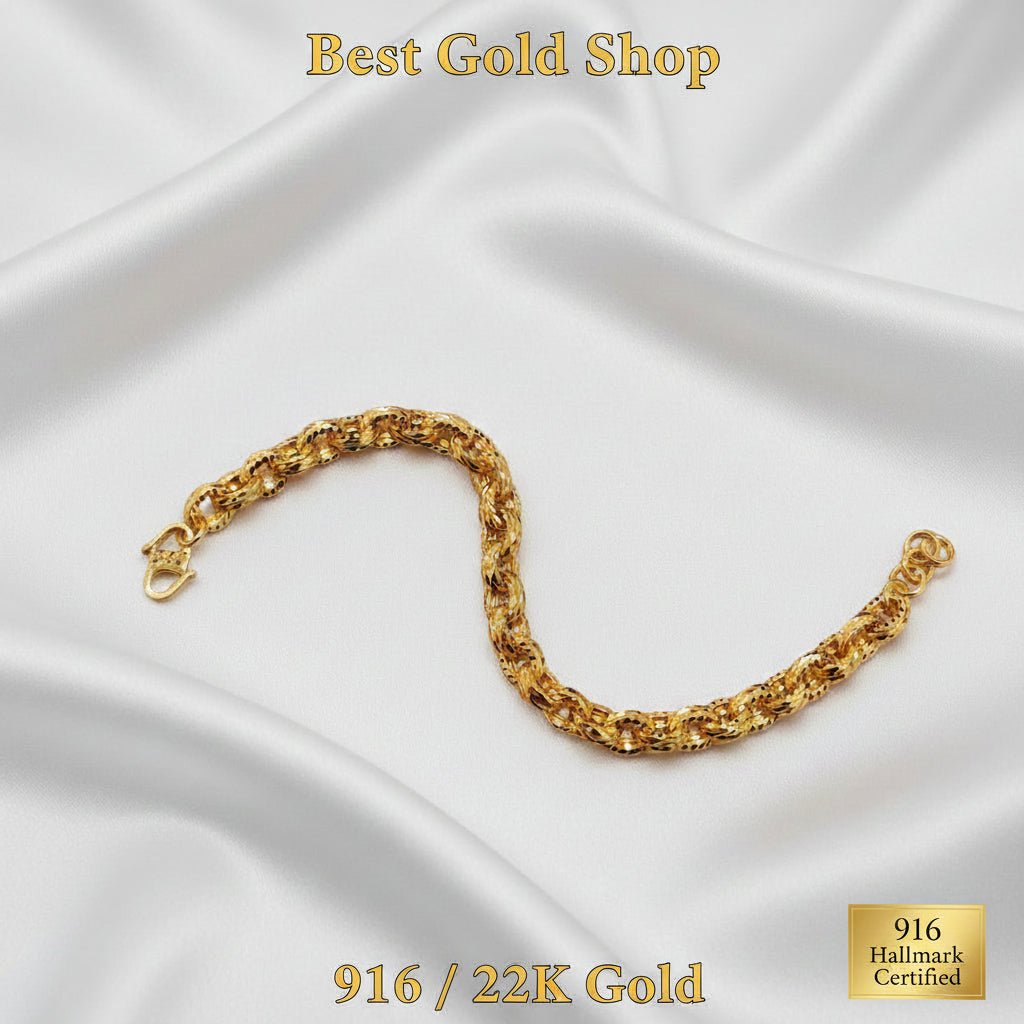 916 Gold Bracelet Diamond - Cutting Anchor DesignBraceletsBest Gold Shop