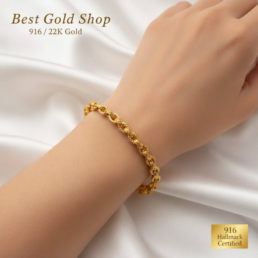 916 Gold Bracelet Diamond - Cutting Anchor DesignBraceletsBest Gold Shop