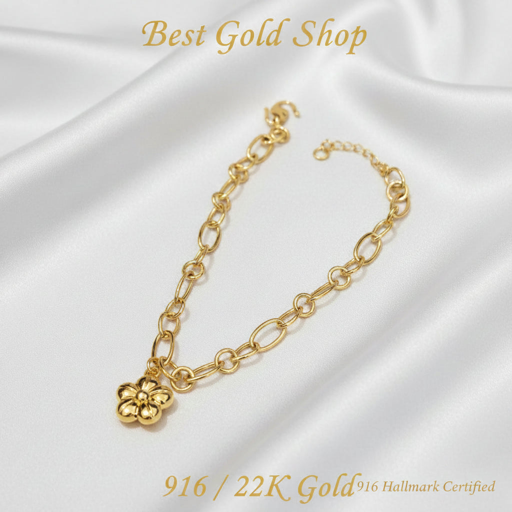916 Gold Bracelet Link Design With Dangling CharmsBraceletsBest Gold Shop