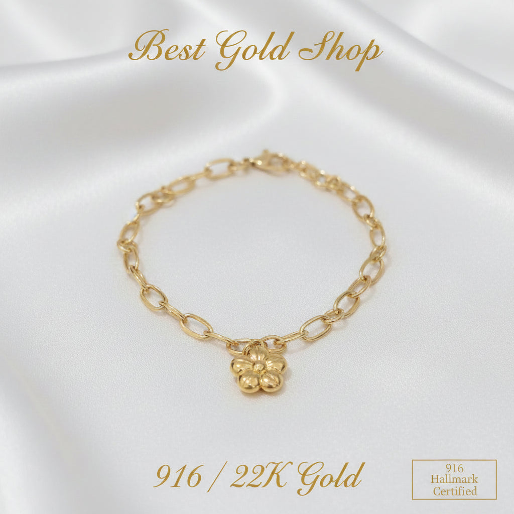 916 Gold Bracelet Link Design With Dangling CharmsBraceletsBest Gold Shop