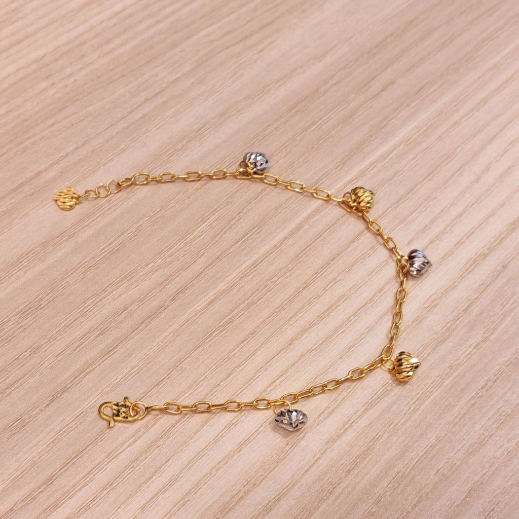 916 Gold Bracelet Wan Zi Dangling Heart 2 ToneBraceletsBest Gold Shop
