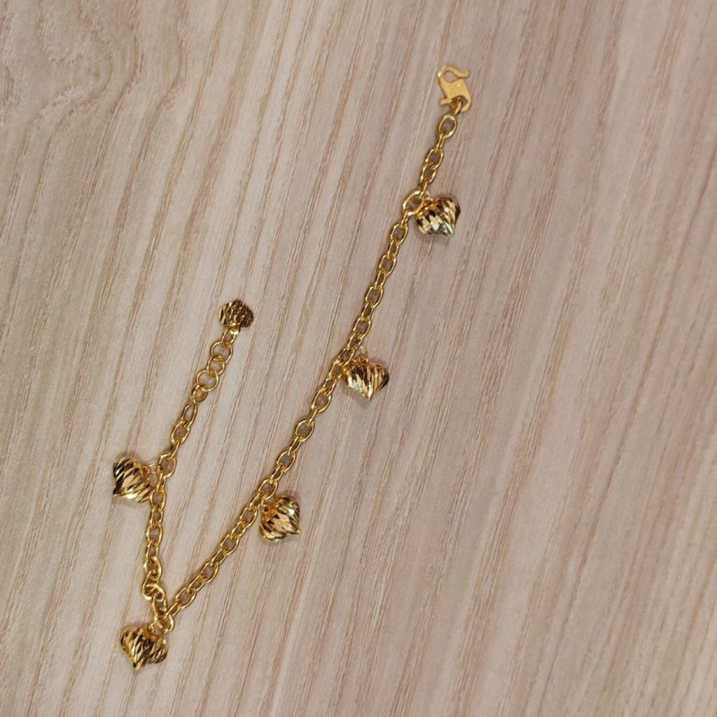 916 Gold Bracelet Wan Zi Dangling HeartBraceletsBest Gold Shop