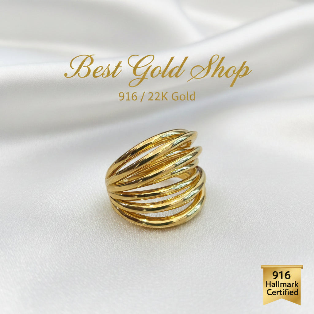 916 Gold (22K) Crisscross V4 Light Weight New design Ring for WomenRingsBest Gold Shop