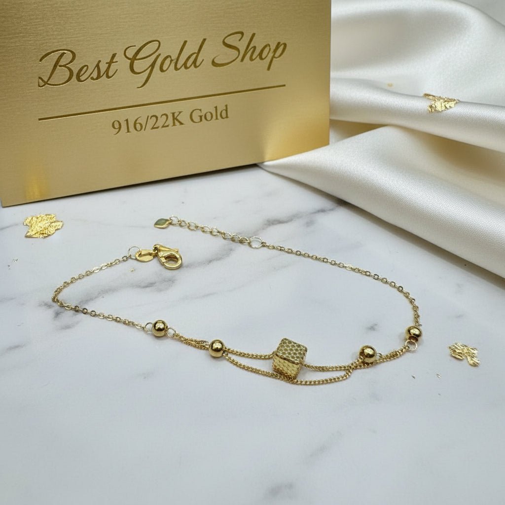 916 Gold (22K) Cube Beads high - polish finish Bracelet for WomenBraceletsBest Gold Shop