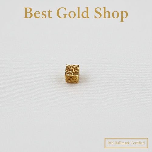 916 Gold Cube Stopper Charm | Modern Bracelet StopperCharms & PendantsBest Gold Shop