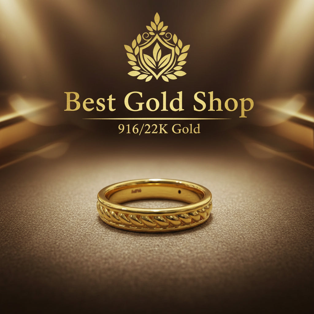 916 Gold (22K) Curb Link Feather Light Ring for WomenRingsBest Gold Shop