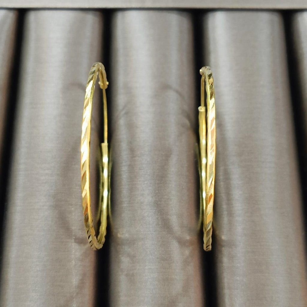 916 Gold Cutting Loop Earrings V2 | Polished 22K Gold