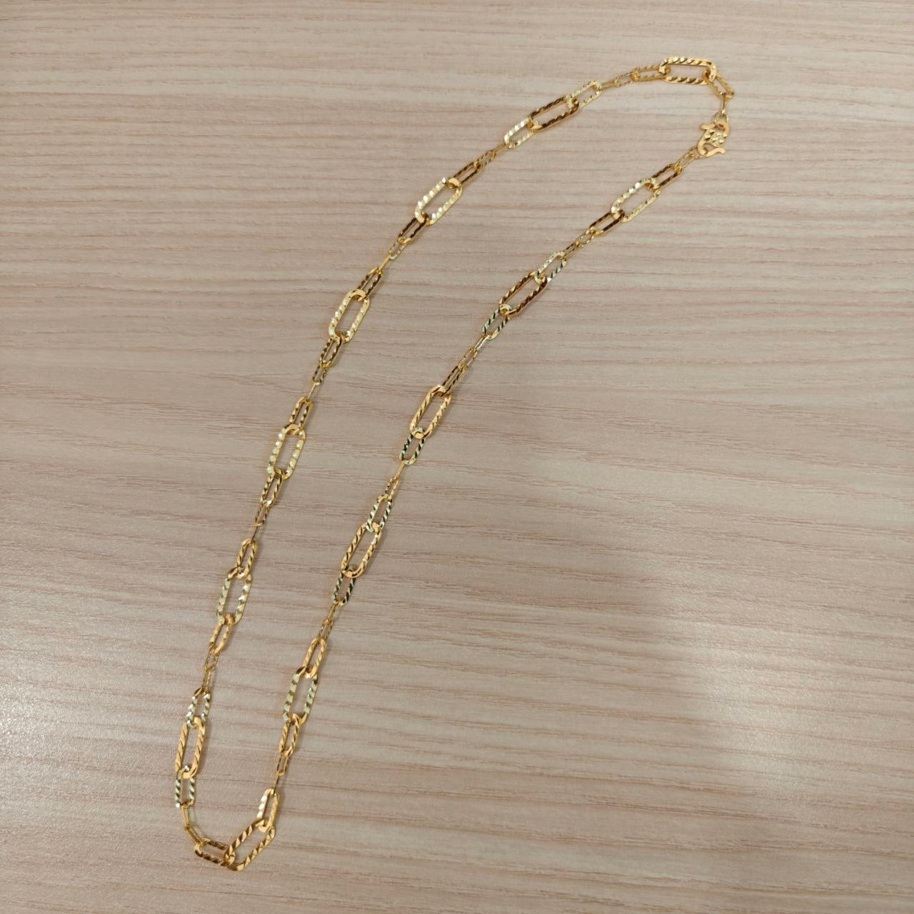Full-length view of 916 Gold Diamond-Cut Fancy Link necklace.