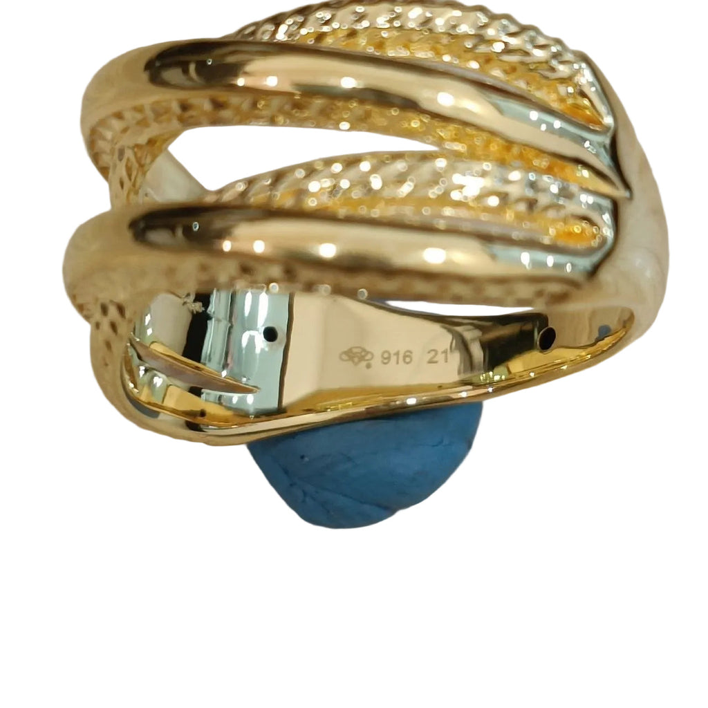916 Gold Double Cross Wide Ring | Lightweight 22K Crisscross Design