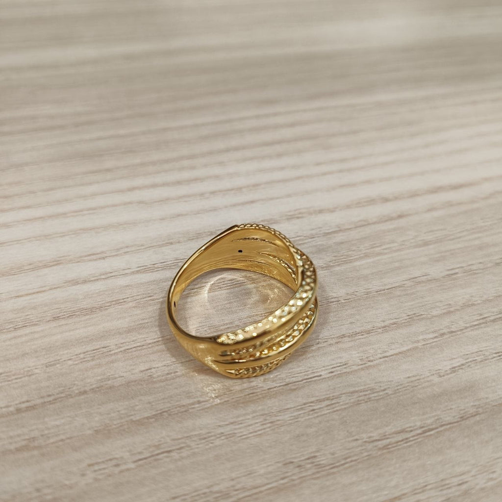 916 gold double cross wide ring in lightweight 22K yellow gold