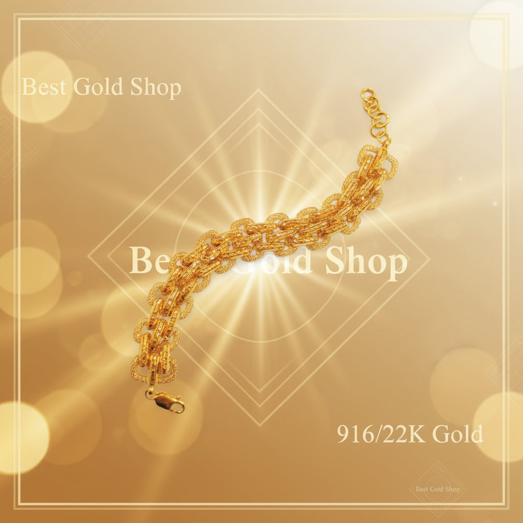 916 Gold Double Link Bracelet – Very BeautifulBraceletsBest Gold Shop